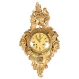 20th century German carved giltwood-cased cartel wall clock in Rococo style, 8-day striking