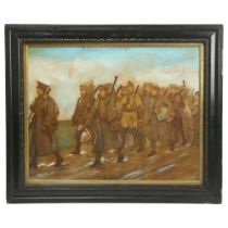 A Great War Period Christmas greetings 7th Division print, overall frame dimensions 49cm x 59cm