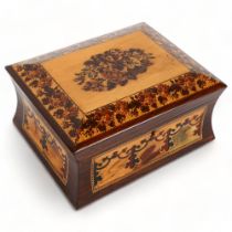 19th century Tunbridge Ware and rosewood box, floral micro-mosaic lid in banded surround with