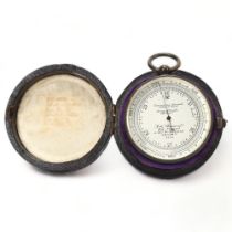 Victorian pocket surveying aneroid compensated barometer, by J H Steward The Strand London, gun-