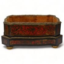 19th century tortoiseshell and brass Boulle marquetry planter of rectangular form, with serpentine