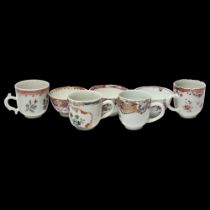 4 Chinese export porcelain tea cups and 3 tea bowls, late 18th/early 19th century (7) Good