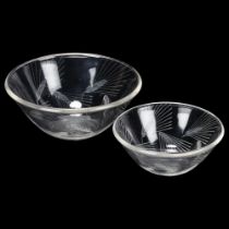 RENE LALIQUE - graduated pair of wheatsheaf design bowls, diameter 17cm and 13cm, engraved