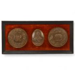 The Battle of Waterloo 1815, group of 3 bronzed electrotype plaques, designed by Benedetto