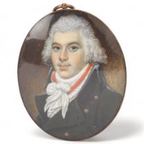 Miniature watercolour portrait on ivory of a gentleman, late 18th/early 19th century, unsigned, in