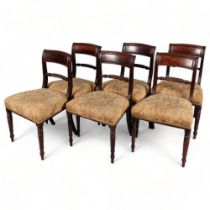 Set of 6 George III Period mahogany dining chairs, with rope twist back rails and turned legs All in