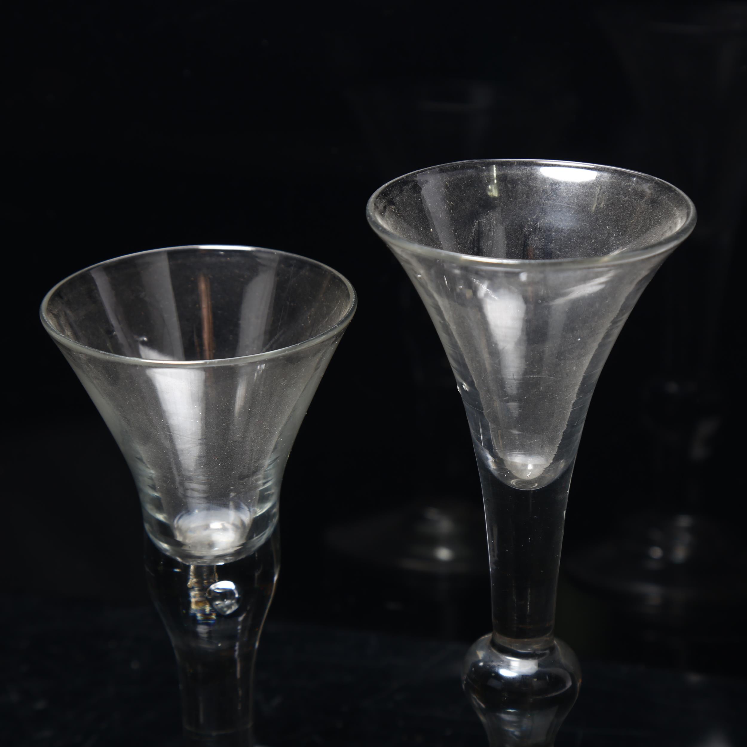 2 x 18th century funnel-shaped glasses, largest height 19cm Tallest glass has chip under the foot, - Image 3 of 3