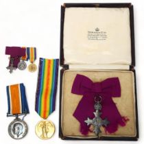Pair of Great War medals and MBE awarded to 96742 Cpl J P S Pillans RE, together with miniature