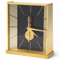 JAGER LECOULTRE - 8-day table clock, model 412, 1963, brass case, height 15cm, in original fitted