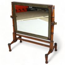 A Regency brass inlaid mahogany swing toilet mirror, width 56cm Good condition