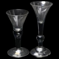 2 x 18th century funnel-shaped glasses, largest height 19cm Tallest glass has chip under the foot,