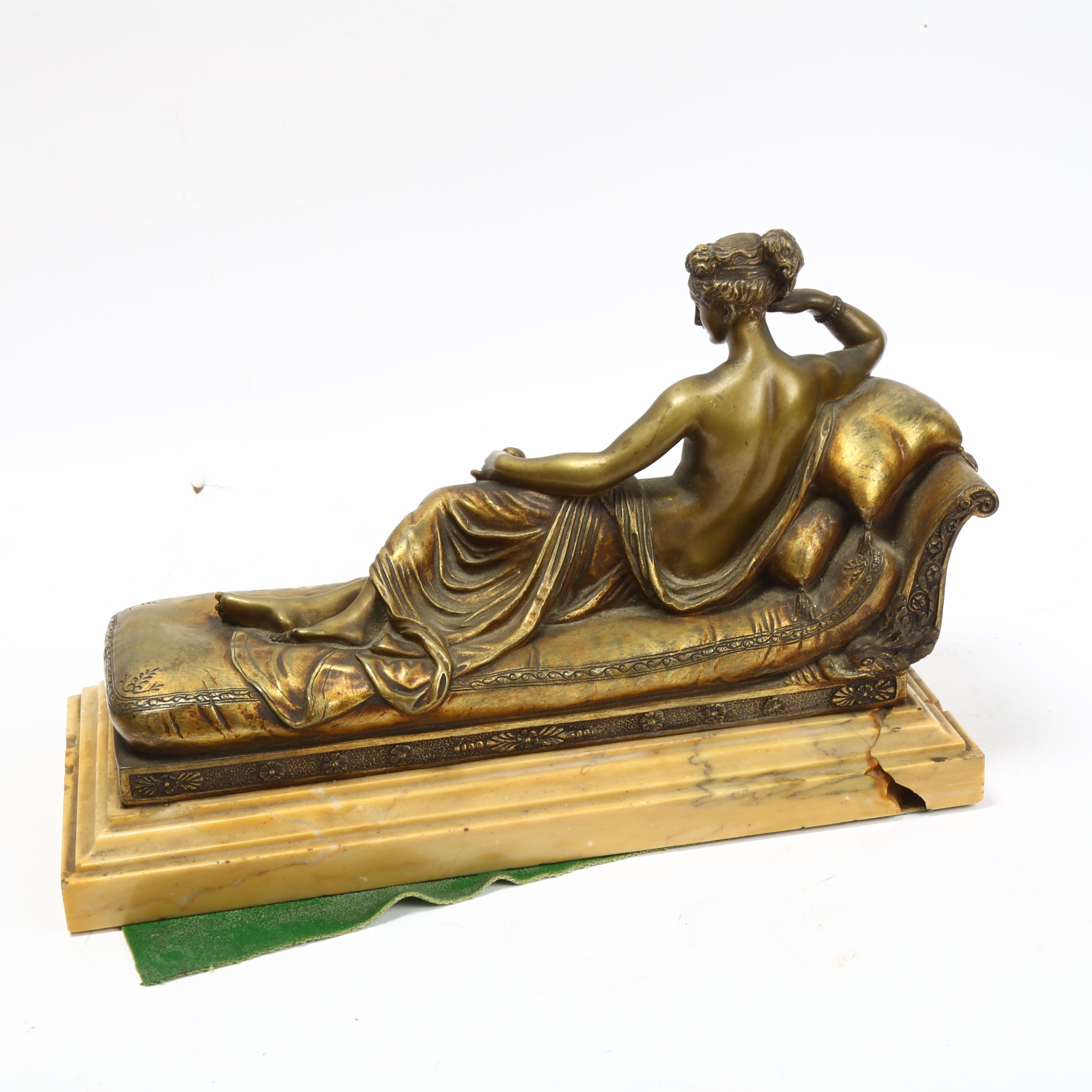 French 19th century gilded bronze figure of Venus after Canova, unsigned with Paris foundry mark, on - Image 3 of 3