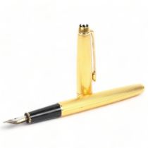 MONT BLANC - gold plated Solitaire fountain pen, with card Very good condition with very light