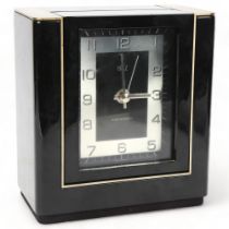 BUBEN & ZORWEG - Twin Vision Noir quartz clock, varnished black stained wood and steel case,