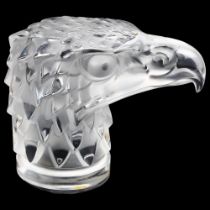 A Lalique frosted glass Tete D'Aigle (Eagle Head) car mascot/paperweight, marked 'Lalique France' to