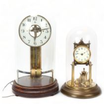 Bulle electromagnetic clock under glass dome, overall height 39cm, together with a 400-day mantel