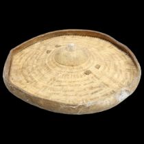 An African circular leather Tribal shield, diameter 32cm