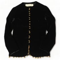 CHRISTIAN DIOR - black velvet jacket with gold buttons, size 12 Good condition