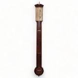 A mahogany stick barometer, with engraved silvered dial signed Springer of Bristol, length 92cm Good
