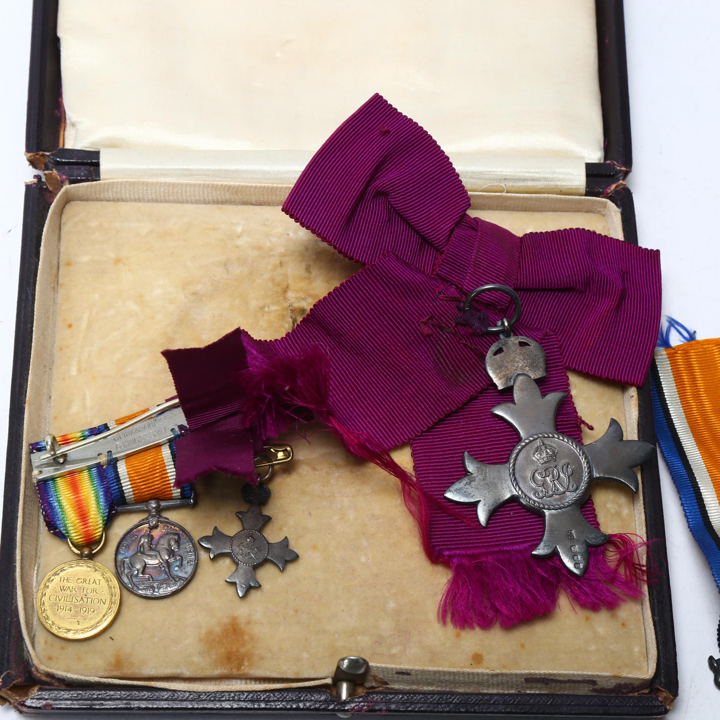 Pair of Great War medals and MBE awarded to 96742 Cpl J P S Pillans RE, together with miniature - Image 3 of 3