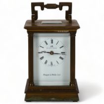 MAPPIN & WEBB - a brass-cased carriage clock, by Matthew Norman, with Corinthian corner columns,