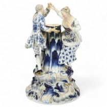 Large 19th century Meissen porcelain group, couple dancing, height 29cm One of the man's hands and