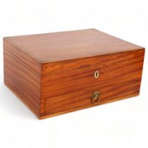 19th century satinwood and tulipwood banded sewing box, hinged lid with single drawer below, and