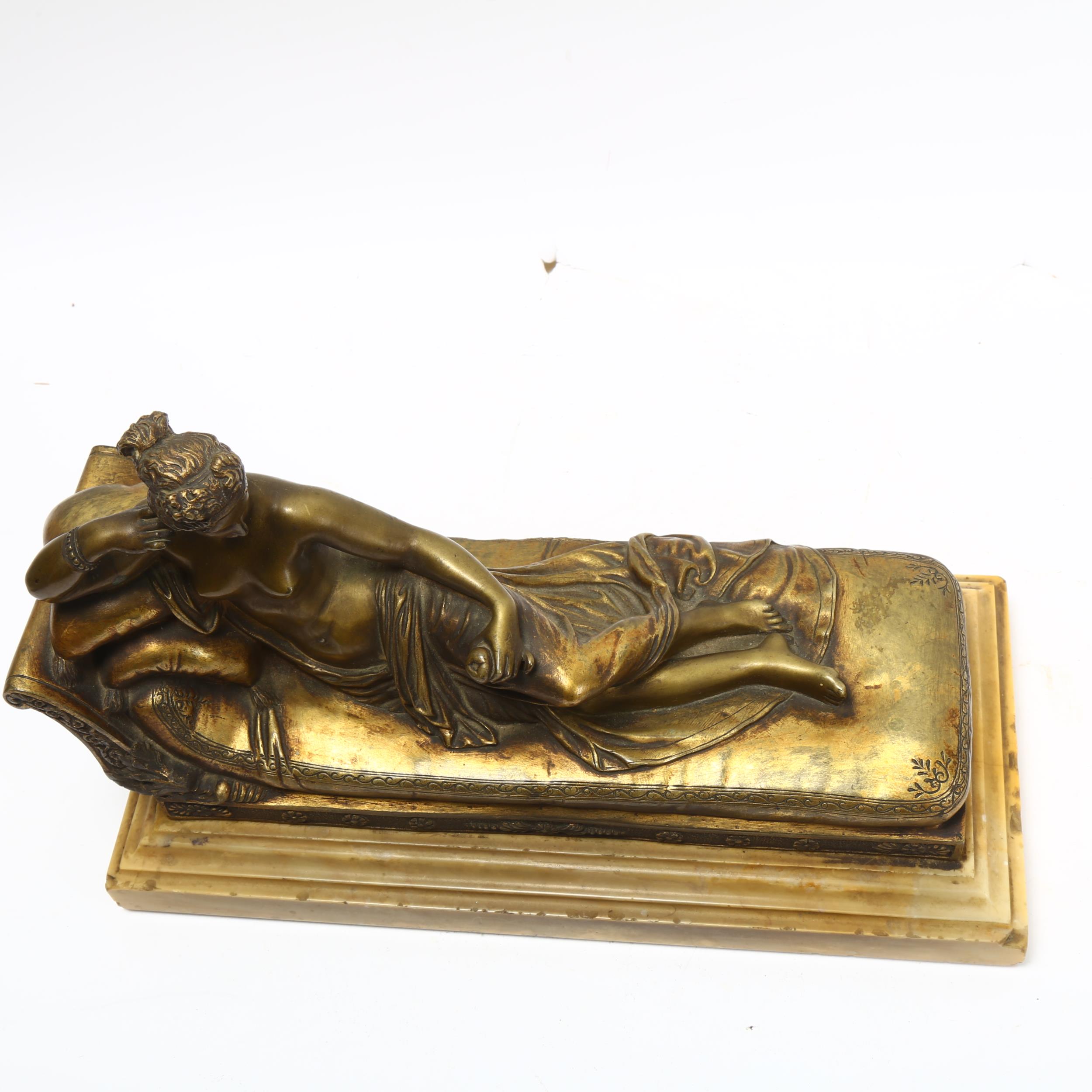 French 19th century gilded bronze figure of Venus after Canova, unsigned with Paris foundry mark, on - Image 2 of 3