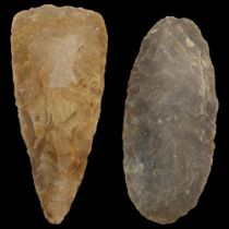 **DESCRIPTION AMENDMENT** 2 *Neolithic* flint hand axes, length 14cm (2) flint hand axes, length 14c