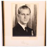 HRH PRINCE PHILIP - original studio photograph portrait, signed in ink and dated 1949, presented