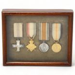 A Military Cross group of 4 Great War miniature medals, mounted in Spink & Son glazed mahogany