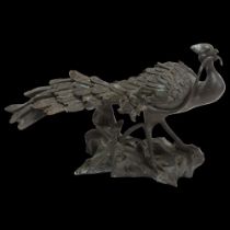 A Chinese patinated bronze pheasant, 20th century, unsigned, length 27cm Good condition