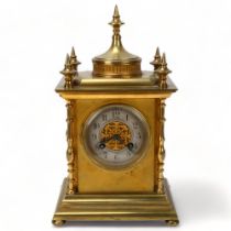 19th century French gilt-brass cased 8-day mantel clock, by Graham & Morton Paris, with silvered