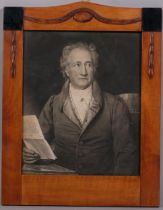 J K Stieler, portrait of Goethe, lithograph, 23cm x 19cm, in carved satinwood frame All in good