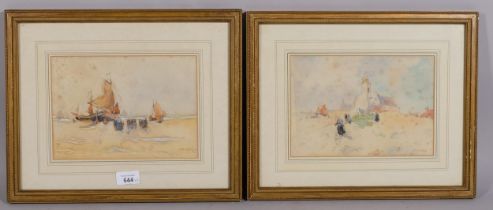 Henri Cassiers (1858 - 1944), Katwijk Aan Zee South Holland, pair of watercolours, signed, 17cm x