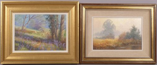 Christopher Osborne (born 1947), pair of rural landscapes, oils on board, signed, 15cm x 24cm,