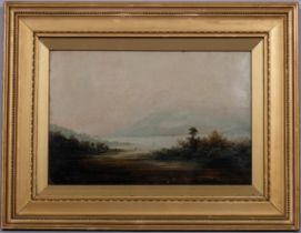 Morning Loch Lomond, 19th century oil on board, unsigned, 15cm x 22cm, framed Good condition and