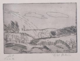 Dove Schlein, 3 landscapes, etchings, all signed in pencil, largest plate 14cm x 20cm, framed (3)