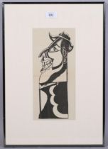 Wyndham Lewis, study for The Tyro, lithograph, 1921, 30cm x 14cm, framed Horizontal fold and