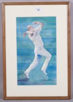 Patricia Glasswell (XX-XXI), watercolour on paper, Bowling, signed lower right, 39cm x 23cm,