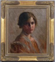 Thomas Binney Gibbs (1870 - 1947), portrait of a young woman, oil on canvas, signed and dated