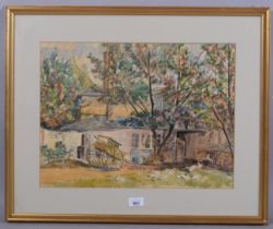 Karl Hagedorn, farmyard scene, watercolour, 35cm x 47cm, framed Good condition