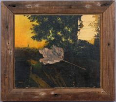 Alan Rankle, autumn leaf, oil on board, 1993, inscribed verso, 27cm x 32cm, framed Good condition