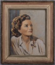 Oliver Gilmore Brabbins (1912 - 1973), portrait of a woman, oil on board, signed and dated 1945,