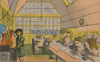 Edward Bawden (1903 - 1989), the junior school, colour lithograph published by Curwen Press 1949,