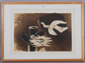 Georges Braque, l'Oiseau et sans nid, original lithograph from Derriere Le Miroir, 1956, maeghet no.