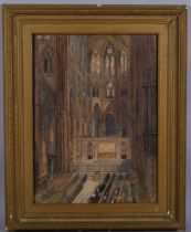 Samuel Read RWS (1815 - 1883), cathedral interior scene, watercolour, 59cm x 43cm, framed Even paper