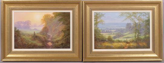 Christopher Osborne (born 1947), pair of rural landscapes, oils on board, signed, 15cm x 24cm,