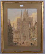 George Ashburnham (circa 1815 - 1886), view towards cathedral, watercolour, signed and dated, 50cm x