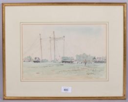 Hugh McKenzie (1909 - 2005), the circus on Black Heath, watercolour, signed, 20cm x 31cm, framed